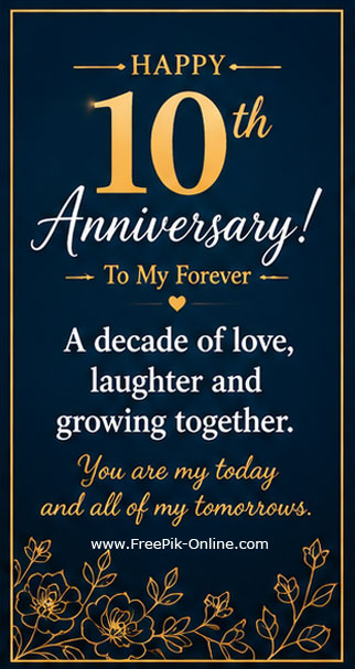 Happy 10th Anniversary! To My Forever. 
A decade of love, laughter, and growing together. 
You are my today and all of my tomorrows.