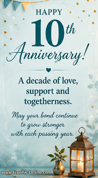 Happy 10th Anniversary! 
A decade of love, support, and togetherness. 
May your bond continue to grow stronger with each passing year.