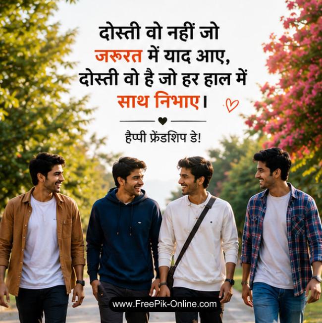 दोस्ती वो नहीं जो ज़रूरत में याद आए,
दोस्ती वो है जो हर हाल में साथ निभाए।
Happy Friendship Day!