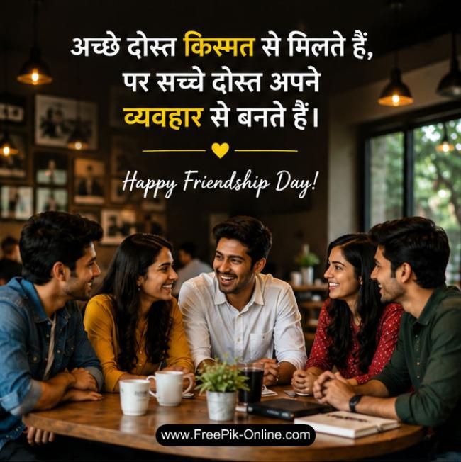 अच्छे दोस्त किस्मत से मिलते हैं, पर सच्चे दोस्त अपने व्यवहार से बनते हैं।
Happy Friendship Day!