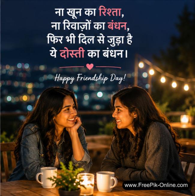 ना खून का रिश्ता, ना रिवाजों का बंधन, 
फिर भी दिल से जुदा है ये दोस्ती का बंधन।
Happy Friendship Day!