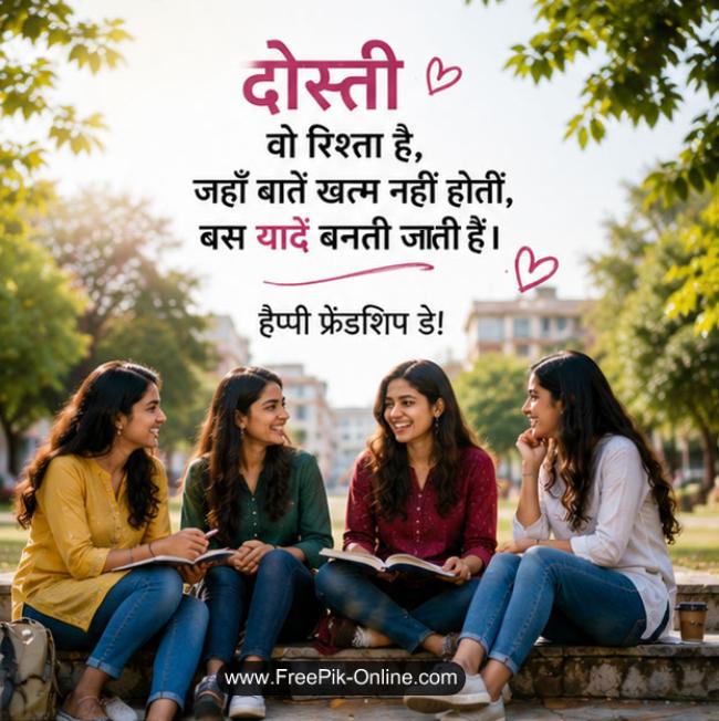 दोस्ती वो रिश्ता है जहाँ बातें खत्म नहीं होती, बस यादें बन जाती हैं।
Happy Friendship Day!