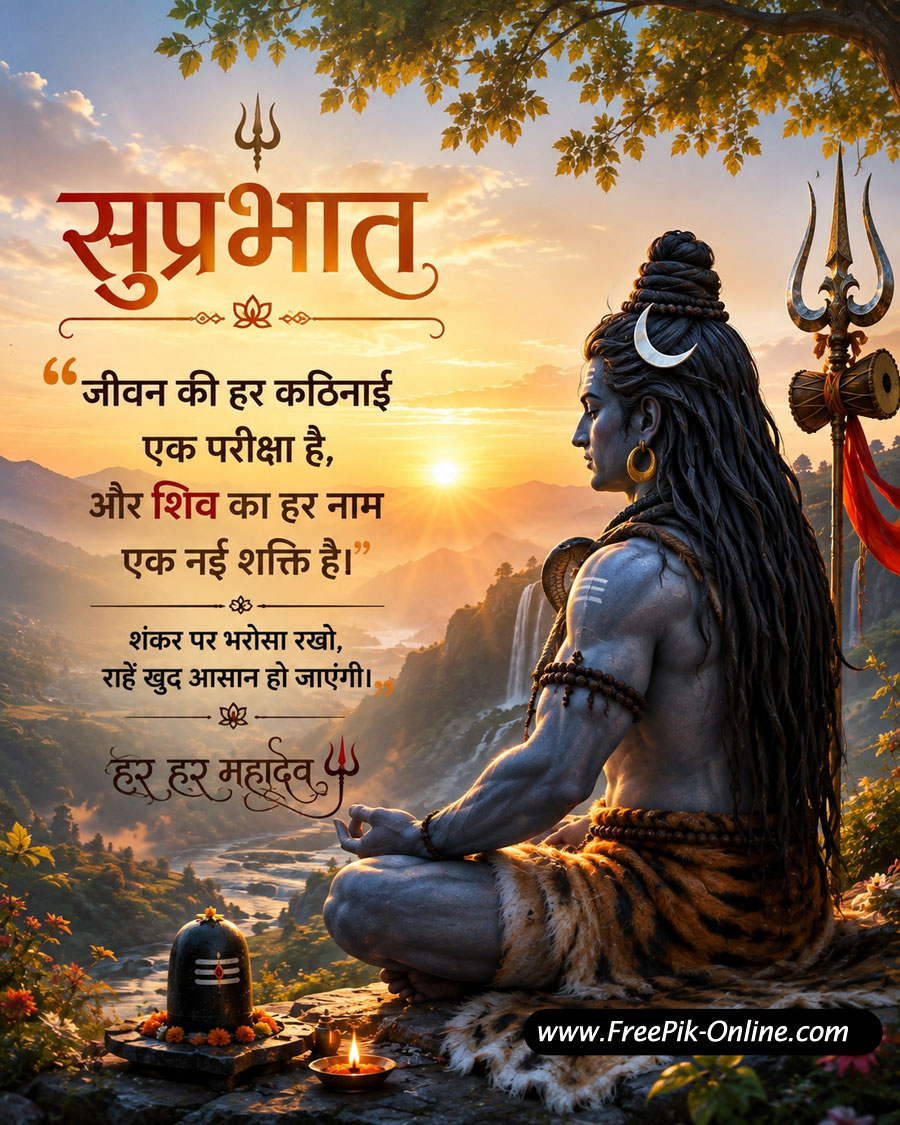 जीवन की हर कठिनाई एक परीक्षा है,
और शिव का हर नाम एक नई शक्ति है।
शंकर पर भरोसा रखो, राहें खुद आसान हो जाएंगी।
हर हर महादेव
